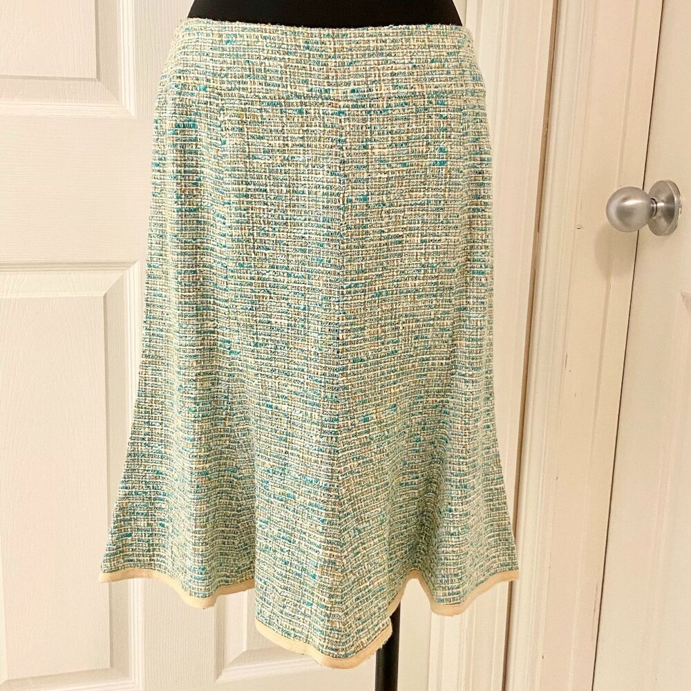 Nanette Lepore Tweed Skirt, Teal/Cream 8